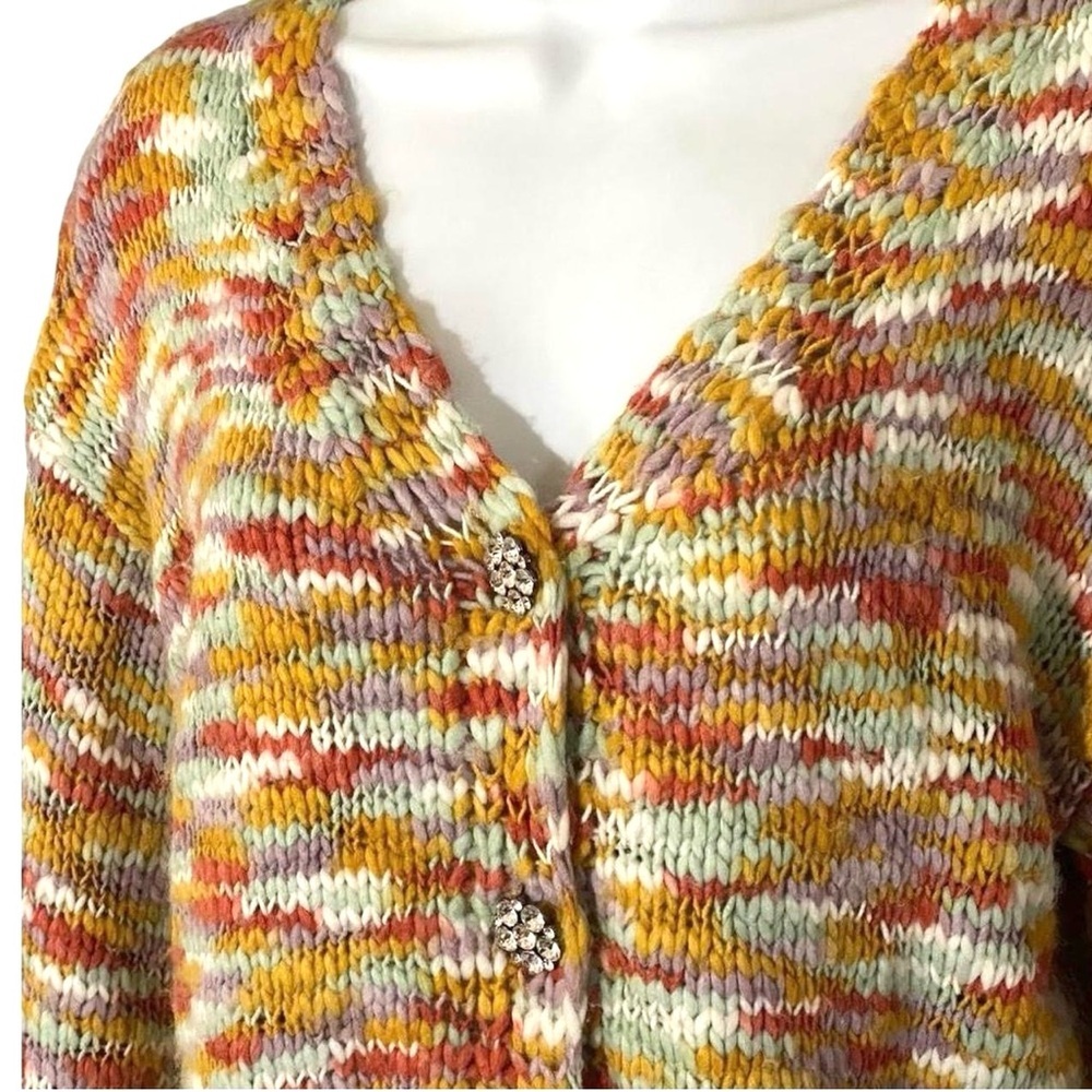 Wild Fable Multicolor Cropped Cardigan Sweater S Chunky Knit Twee Whimsical - Picture 3 of 9